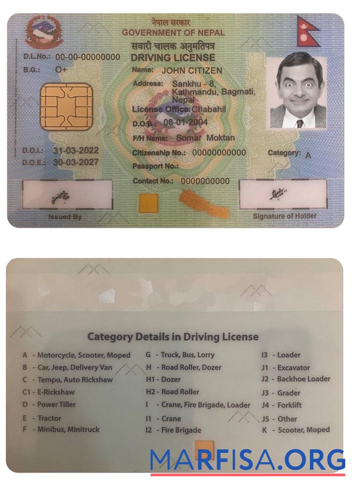 Downloadable NEPAL driving license version 2 download for verification